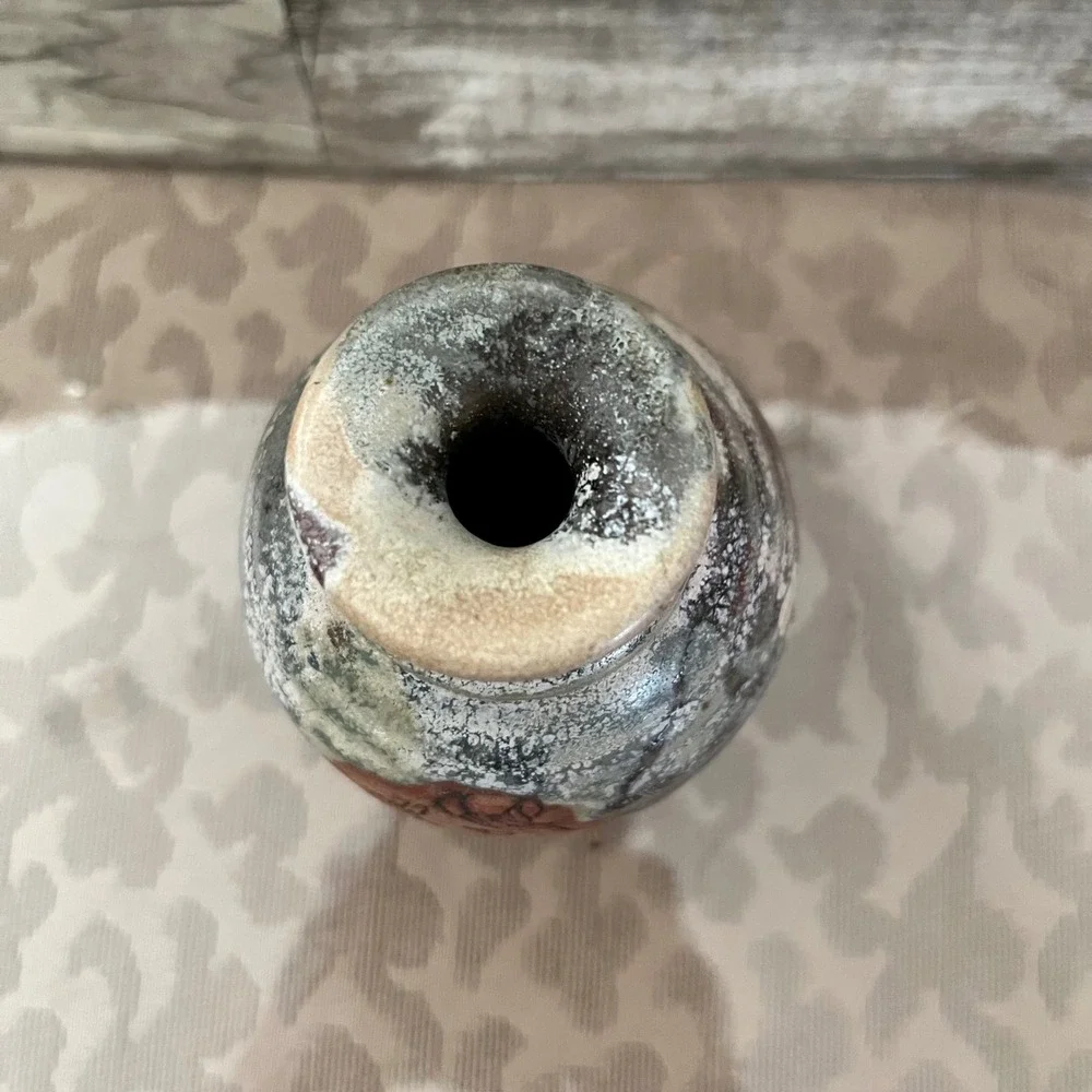 Studio Pottery Horse Bud Vase Handcrafted Raku Glaze Signed Artisan Stoneware